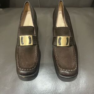 Salvatore Ferragamo women's brown loafers size 9 1/2 4A, narrow fit